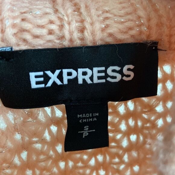 Express Peach High Neck Long Sleeve Stretch Pullover knitted Sweater Size S - Picture 6 of 9